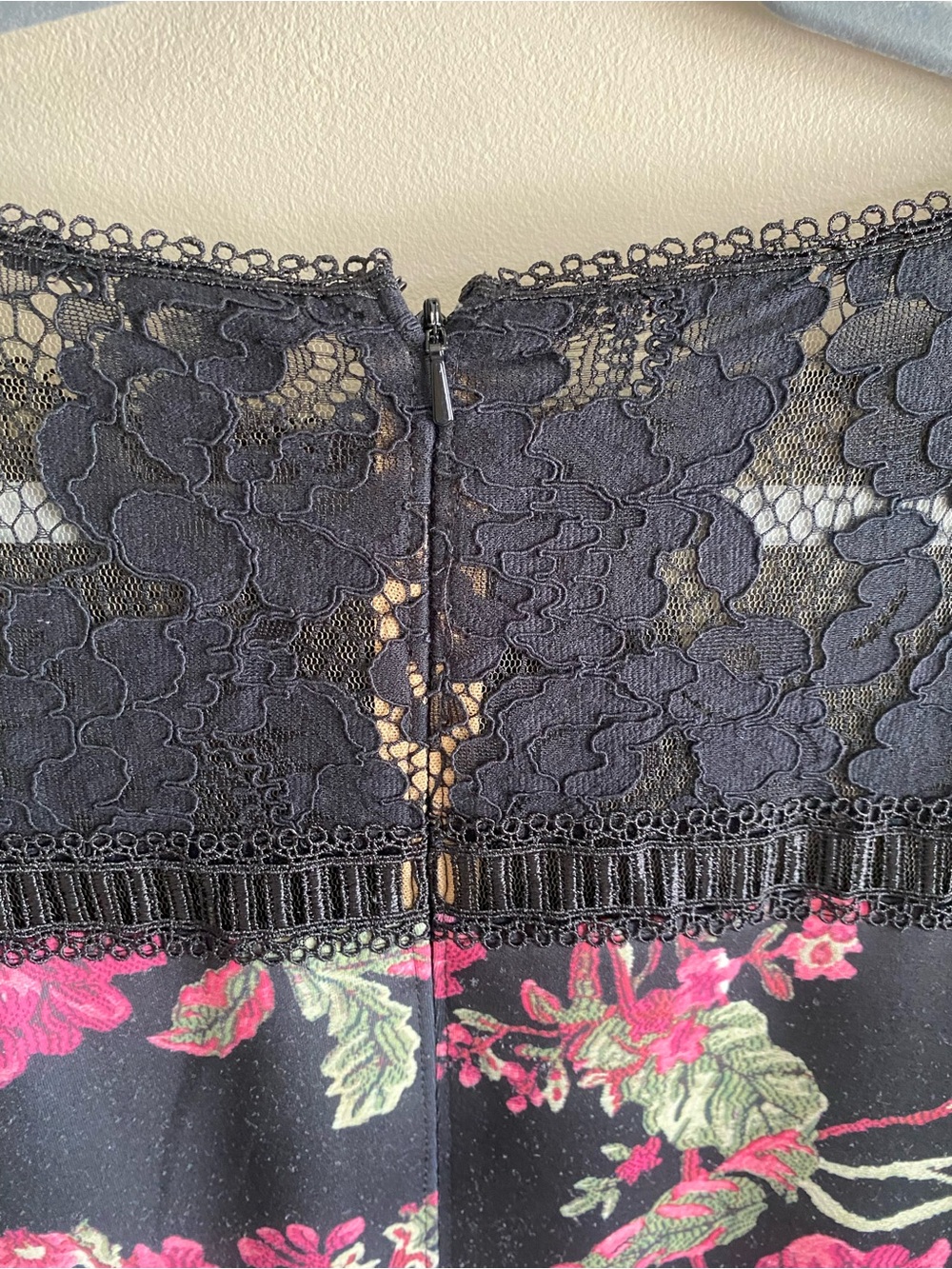 Tadashi Shoji Black Lace Midi Dress with Pink Floral Embroidery - Picture 7 of 13